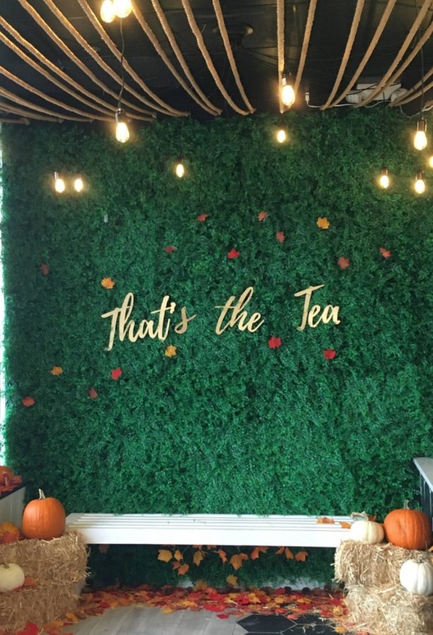 Sprinkled across many Instagram feeds, Chi Teas photo backdrop is one of the first things you see when you walk in the store. 