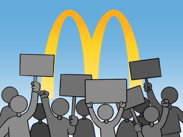 Protesters outside of McDonalds
