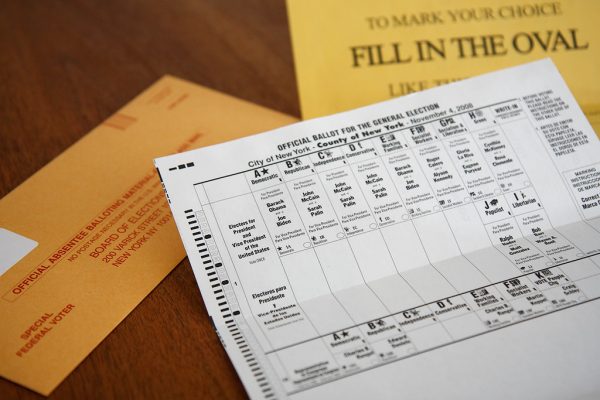 An example of what a typical mail-in ballot, which many citizens across the nation use, might look like.