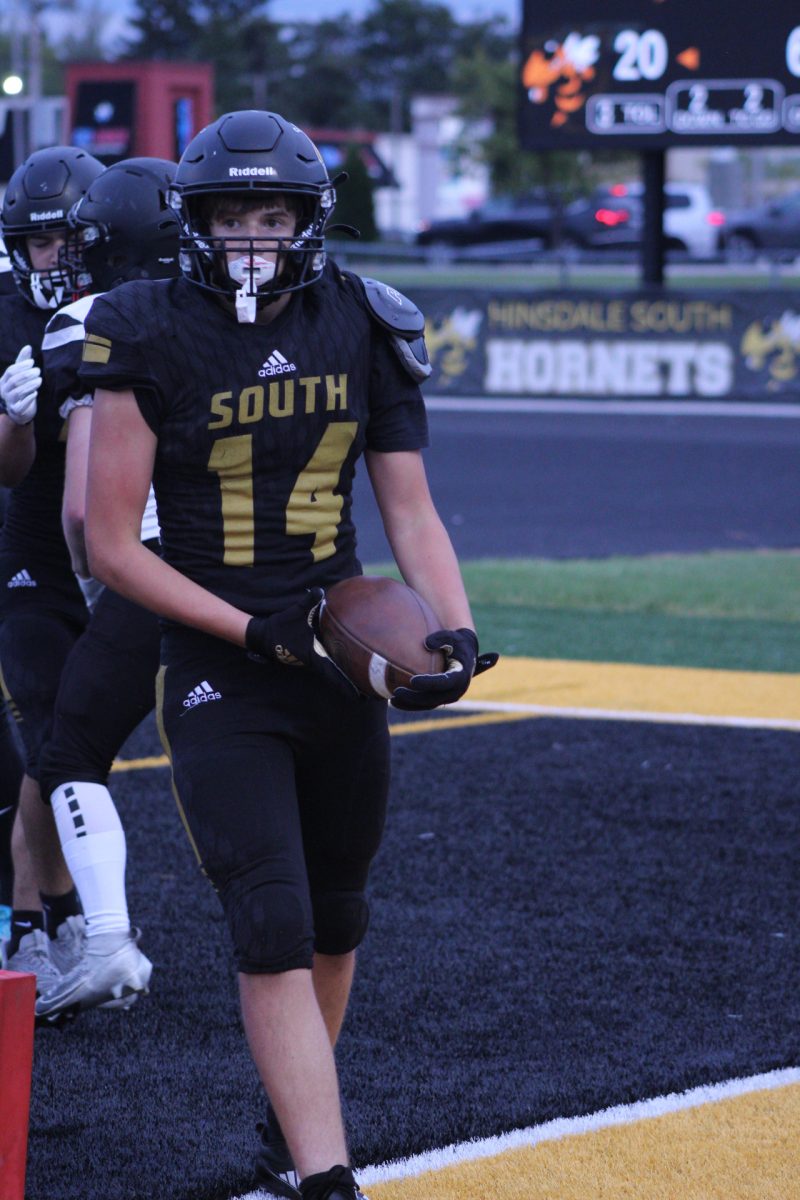 Nick Miller, after scoring a touchdown for Hinsdale South.