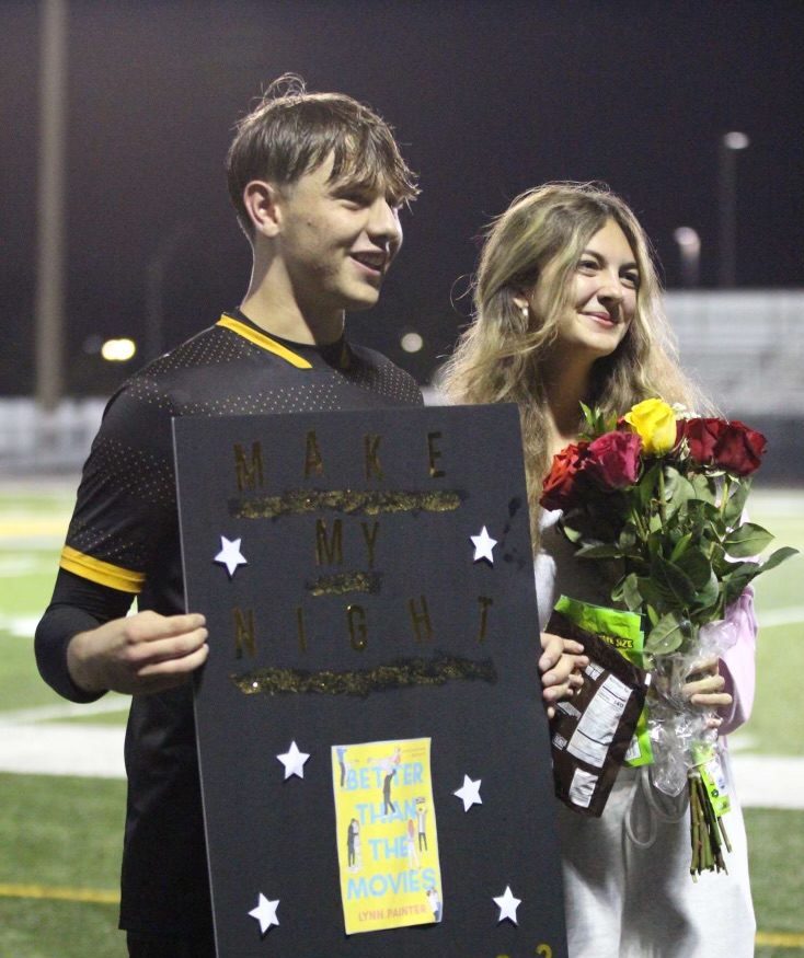 Ben Bartninkas asks Mia Garcia to Homecoming at a home boys soccer game.