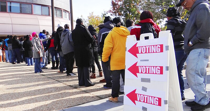 US voters waiting to cast their ballots