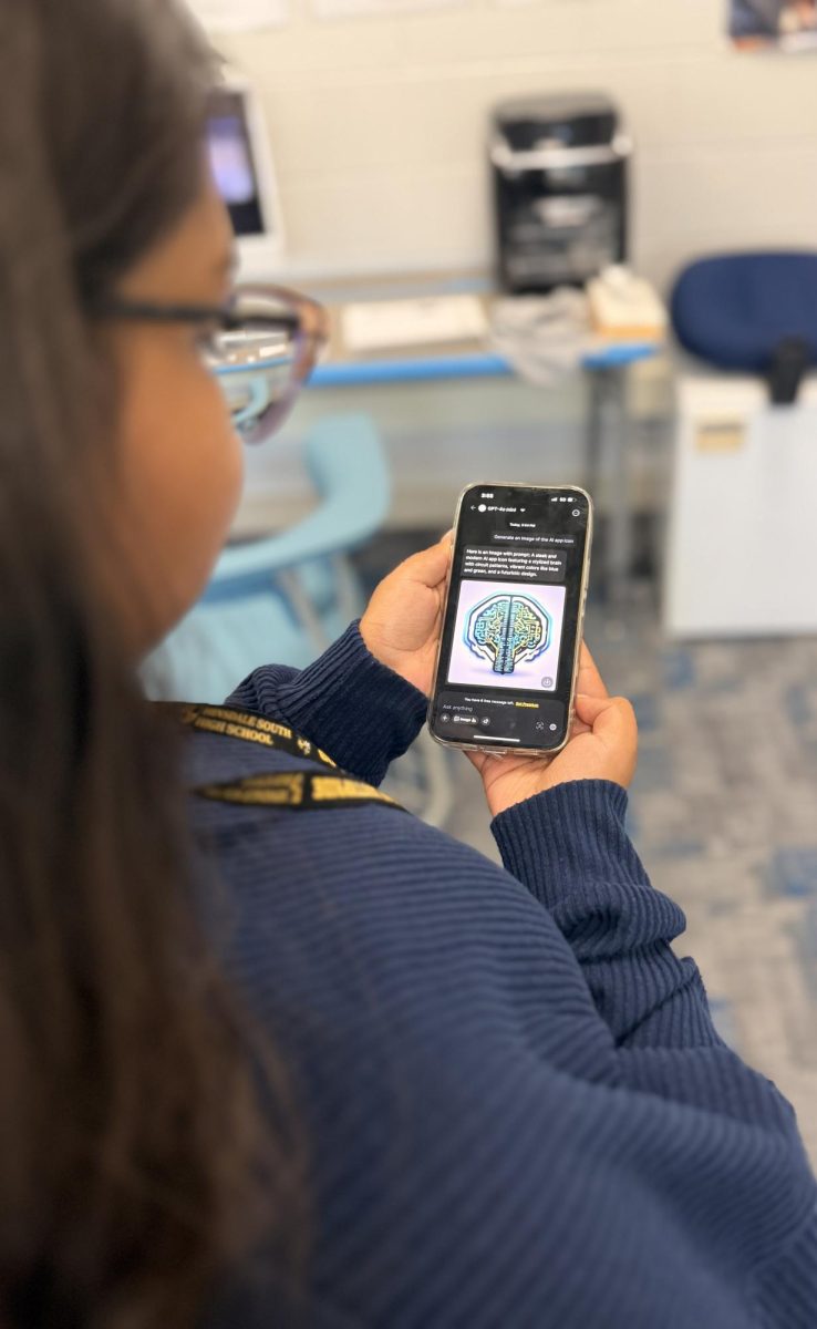 High School student accessing ChatGPT on their phone