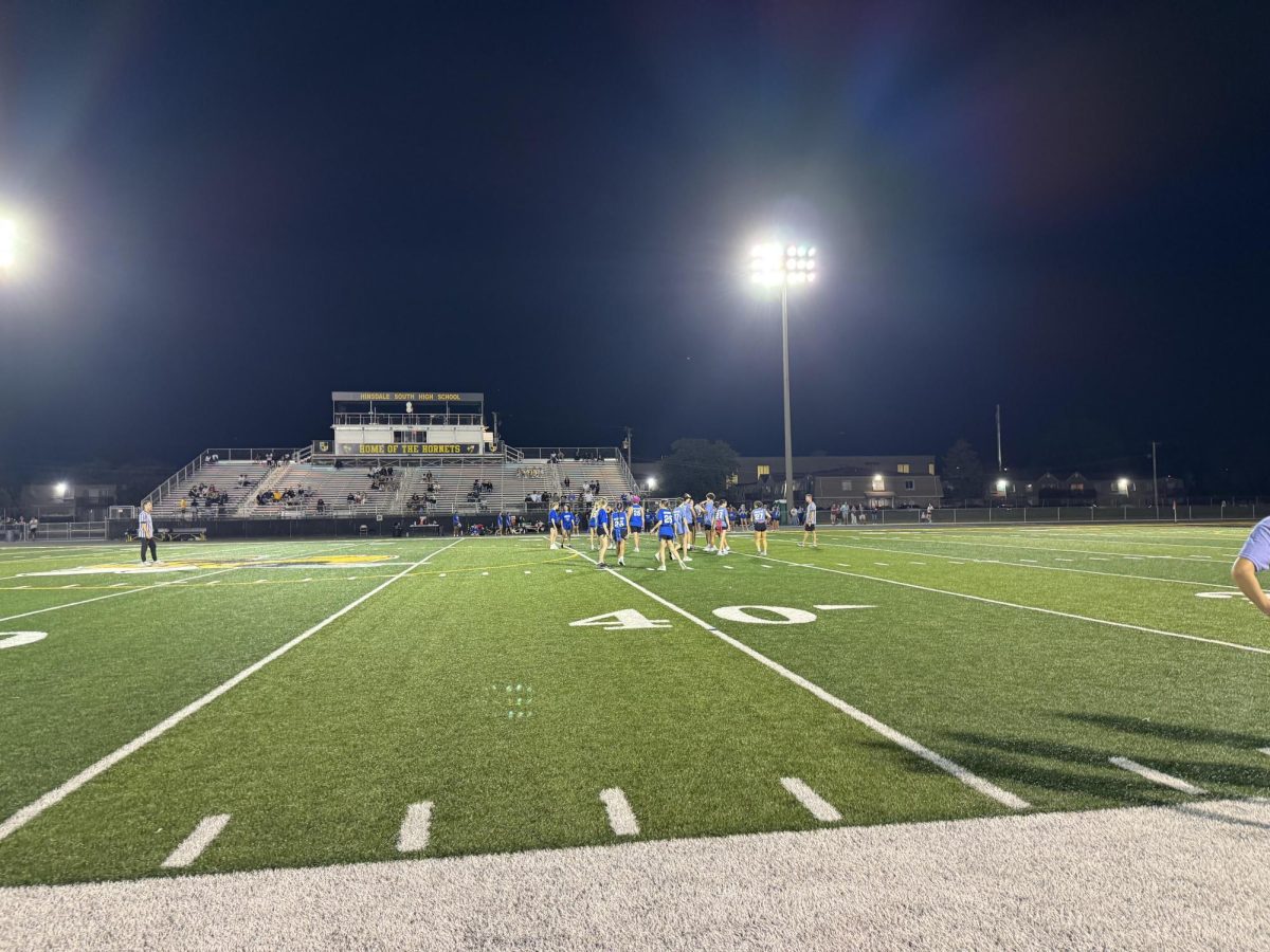 The football field on the night of the StingerBowl game